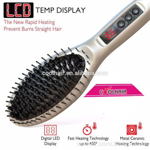 New 2 in 1 Ceramic Hair Straightener Brush Ionic Hair Straightener